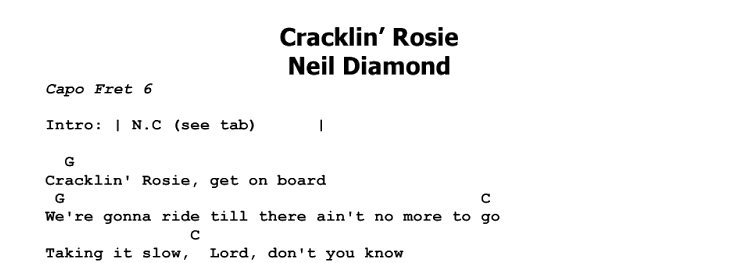 Cracklin rosie guitar chords